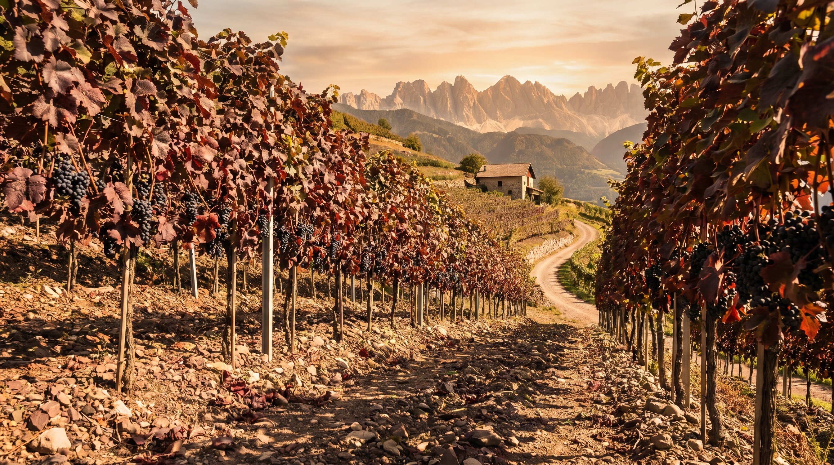 Lagrein Wein Südtirol, Anbau in Bozen-Gries mit Weinbergen und typischem Terroir