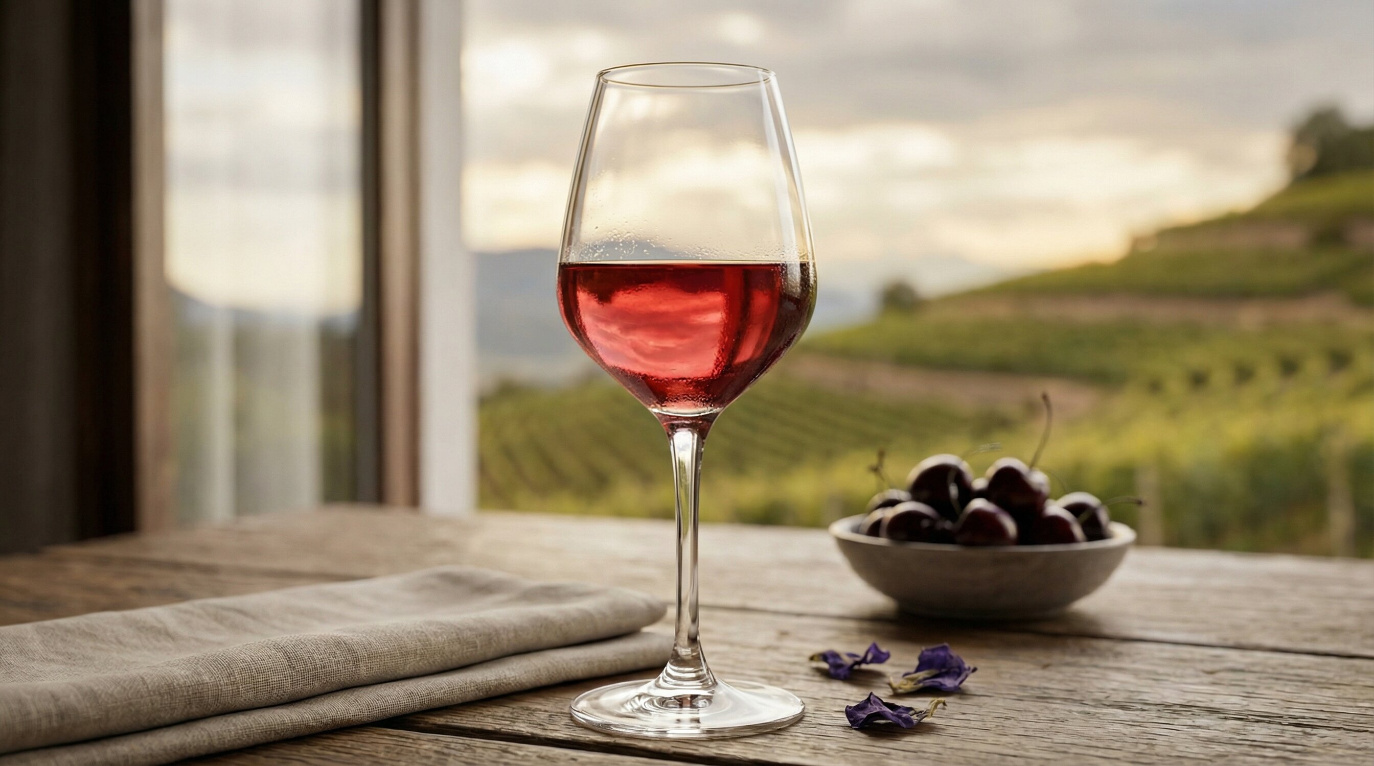Vernatsch Wein aus Südtirol mit hellrubinroter Farbe und typischer Aromatik