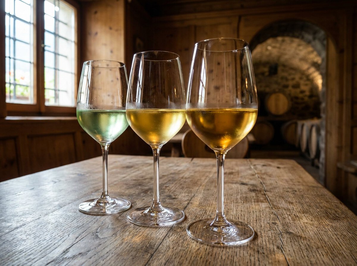 Eisacktaler Kellerei - Aristos Weißwein Verkostung, Kerner, Sylvaner, Gewürztraminer, Weingläser Südtirol